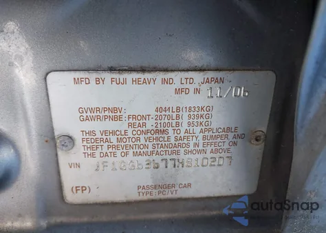 2007 Subaru Impreza Outback Sport Sp Ed z USA, uszkodzony, nr VIN JF1GG63677H810207